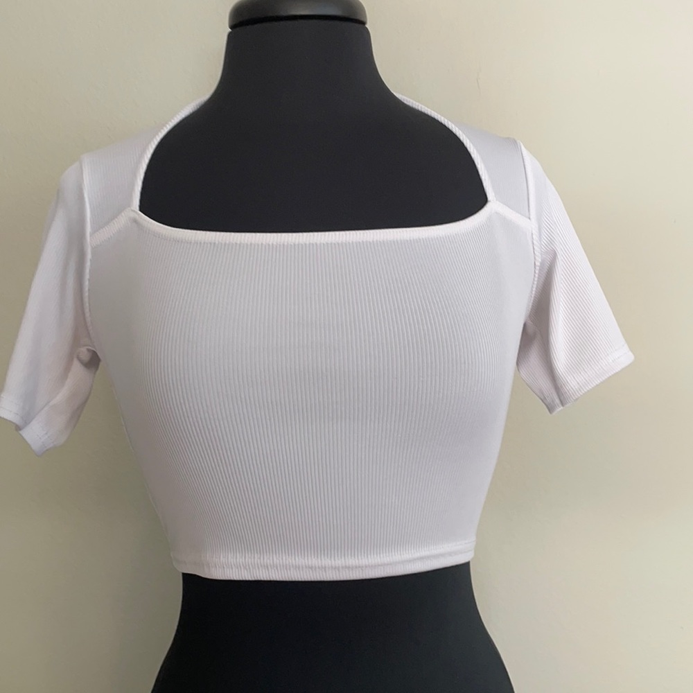 cute white top with back out